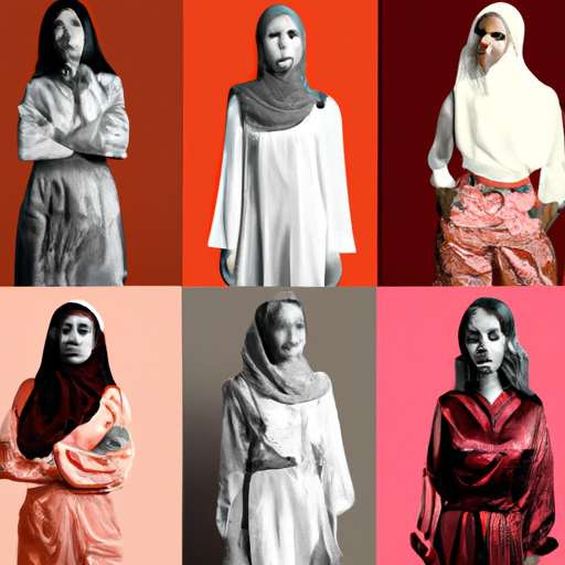 קולאז' של נשים מתרבויות שונות לובשות חולצות צנועות